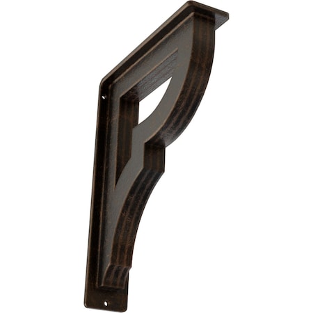 Ekena Millwork Bradford Wrought Iron Bracket, (Triple center brace), Antiqued Bronze 2"W x 7 1/2"D x 10"H BKTM02X07X10TBRABZ